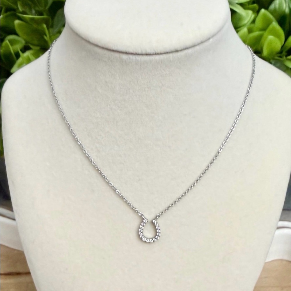 Park Lane dazzle drop horseshoe Silver Necklace